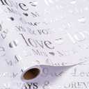 RUSPEPA Wedding Wrapping Paper, Mini Roll, Silvery Gold Foil LOVE Design, Perfect for Wedding, Bridal Shower, Anniversary, Engagement, 17 Inches x 16.5 Feet