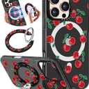 Toycamp for iPhone 16 Pro Max Case Compatible with Magsafe - Cute Design 360 Magnetic Ring Holder Stand Kickstand Funny Cherry Girly Pretty Fashion TPU Phone Covers for Women Tenn Girls