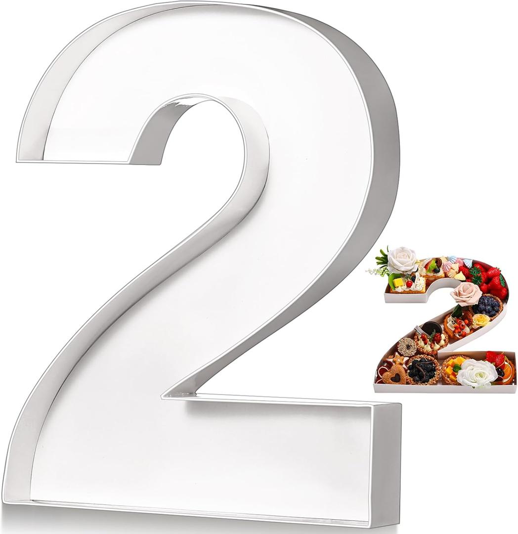 Mifoci 13.7" Cardboard Number for Charcuterie Photo Booth Props Birthday Party Anniversary Fillable Paper Mache Cupcake Chocolate Candy(Number 2,White)