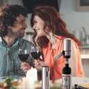 Rechargeable Electric Wine Gift Set - Aerator, Vacuum Stoppers, Foil Cutter and Bottle Opener for Home Bar and Outdoor Parties (Silver)