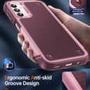 LeYi for Samsung Galaxy A14-5G Phone Case: Samsung A14 5G Case with Glass Screen Protector, Dual Layer Heavy Duty Shockproof Cell Case Cover Funfa para Android Mobile A 14 5G Telephone, Red Pink