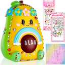 Girls Piggy Bank, Cute Piggy Bank for Girls Unbreakable Personalized Avocado Rainbow Piggy Bank for Kids Toddlers, Resin Money Coin Bank with Stickers