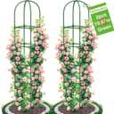 2 Pack Garden Obelisk Trellis for Climbing Plants, 70.87" Metal Rustproof Plant Support Rose Trellis, Tower Potted Cages for Flowers Fruits Vegetable Vines Indoor & Outdoor, Green(4 Tiers)