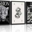 Black and White Trendy Leopard Preppy Wall Art Funky Black Cheetah Picture Wall Decor Luxury Club Fashion Disco Ball Ace of Spades Painting Aesthetic Poster Print Artwork for Living Room Bedroom