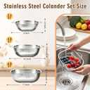 P&P CHEF Stainless Steel Colander Set of 3-2.4/4 / 6 Qt, Square Colanders for Kitchen, Pasta Strainer for Washing Draining Rinsing Spaghetti Fruit Food, Dishwasher Safe & Healthy