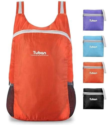 tuban Ultra Lightweight Packable Water Resistant Backpack for Travel Camping Outdoor Hiking Daypack, Orange