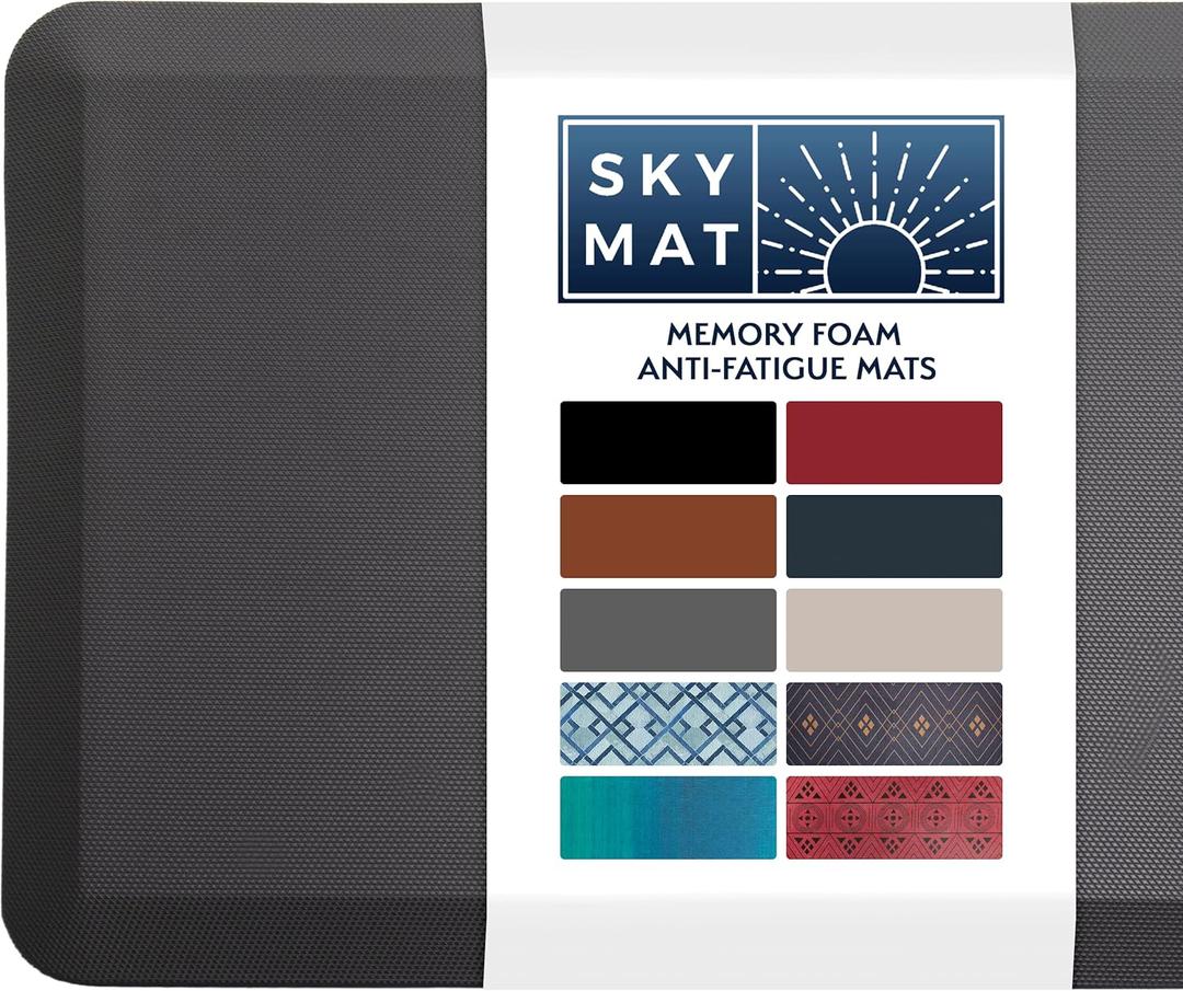 Sky Solutions Anti Fatigue Floor Mat - 3/4" Thick Cushioned Kitchen Rug, Standing Desk Mat - Comfort at Home, Office, Garage - Non Slip, Durable and Stain Resistant (20" x 32", Gray) (20"L x 32"W x 0.8"Th)