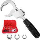Universal Adjustable Double-ended Wrench, 80mm Open-end Crescent Wrench Pipe Wrench for Disassembly Assembly of Sanitary Ware, Plumbing Repair, Furniture Fitting Installation (Black)