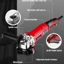 AVID POWER Angle Grinder 4-1/2 Inch 8.0 Amp 1000W Electric Grinder Tool 7-Variable-Speed Metal Grinder, 11,500 RPM, Paddle Switch with Lock-on Button, Cutting & Grinding Wheels and Side Handle - Red
