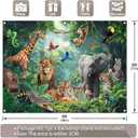 Fabric 8x6ft Jungle Forest Animals Photography Backdrop Tropical Rainforest Safari Background Wild Party Decorations Kids Event Photo Banner Props