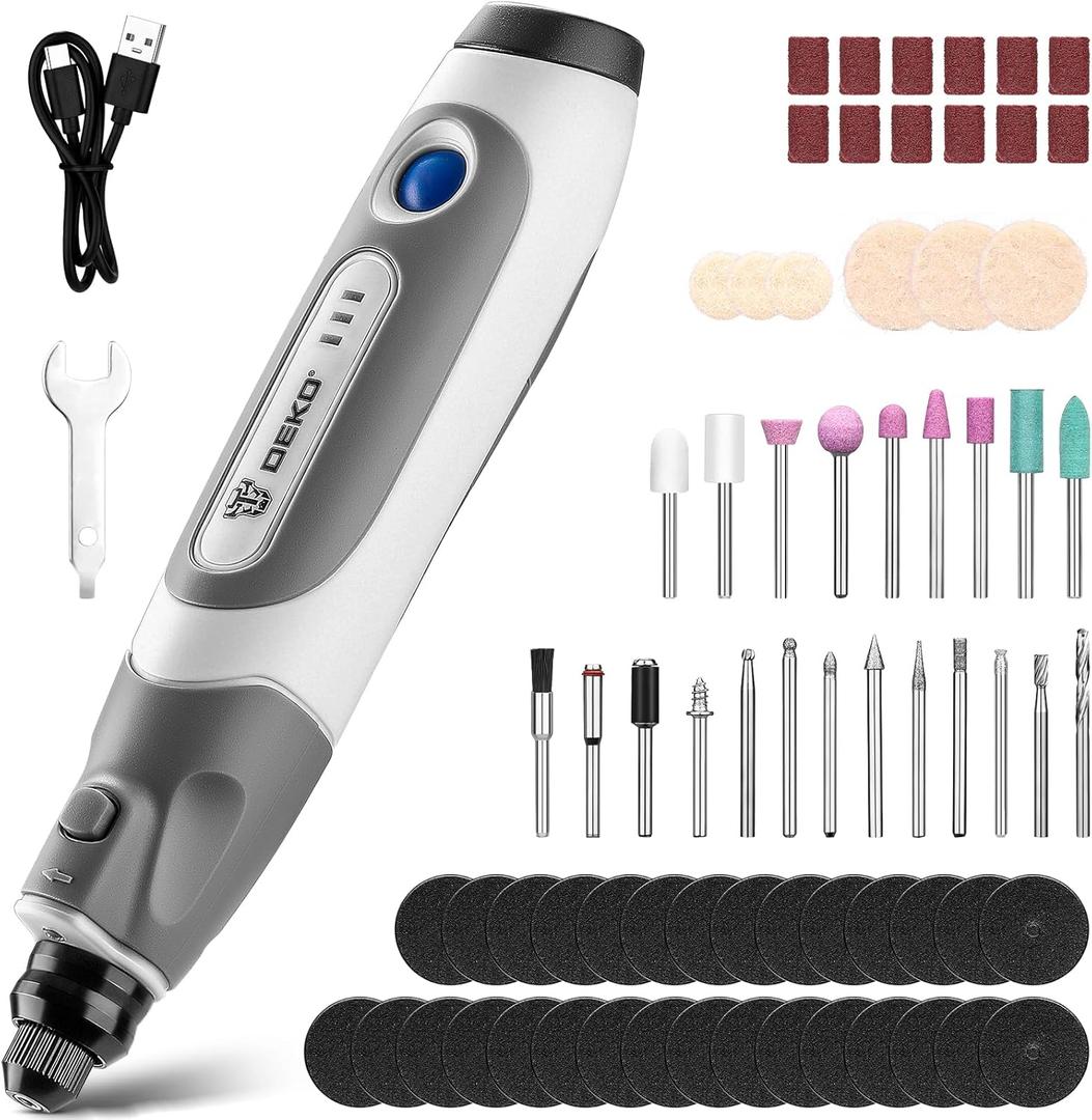 Mini Cordless Rotary Tool:DEKOPRO 3.7V Rotary Tool Variable Speed Display with Type-C Charging, Power Rotary Tool with 70 Accessories for Sanding, Engraving, Polishing, Drilling, Cutting, DIY (Blue)