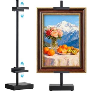 Rofio Adjustable Tabletop Easel Stand, Picture Easel Stand up to 17 H, Metal Picture Frame Holder for Artwork, Photo, Signs & Certificates (Black)