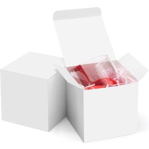 ValBox 4x4x4 White Gift Boxes 50PCS Kraft Paper Boxes with Lids for Gifts, Crafting, Cube, Cupcake Boxes, Easy Assemble Boxes for Party Favor (50 Count (Pack of 1))