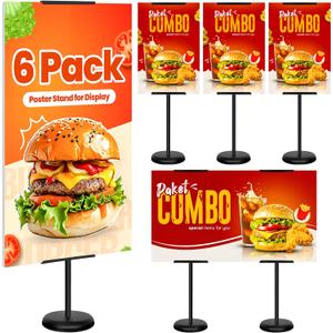 6Pack Adjustable Poster Stand for Display, Single-Sided Floor Pedestal Sign Holder, Poster Board Easel Stand up to 58", Welcome Sign Stand for Foam & Board, Wedding, Business & Events – Black