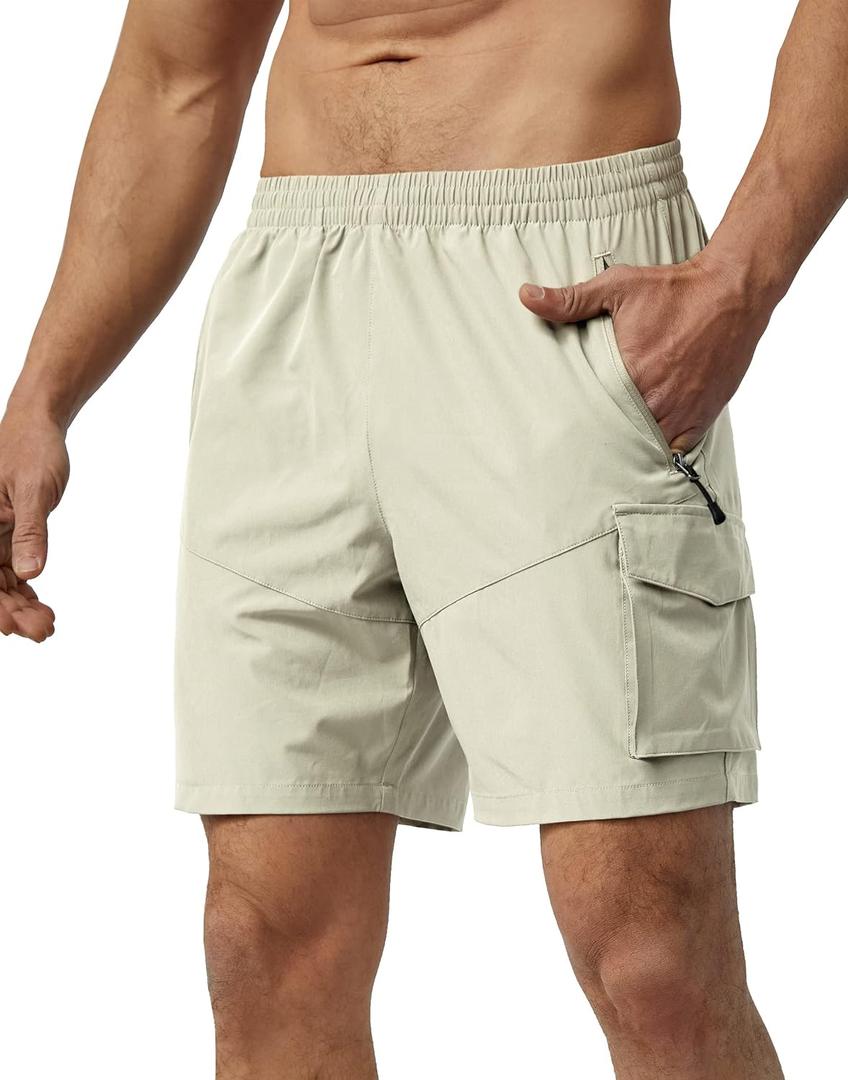 Men's Hiking Cargo Shorts Lightweight Quick Dry Athletic Shorts with Multi Pocket for Workout Golf Camping Casual (S)