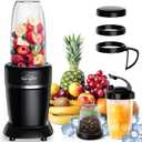 Sangcon 1000W Smoothie Blender for Kitchen, Blenders for Smoothies with (3) Cups (2) Spout Covers (1) Storage Cap (1) To-Go Cap, Portable Blender for Shakes, Ice Crushing, Frozen Drinks, Spices (Black)