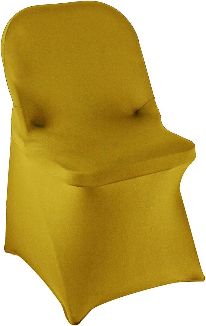 WELMATCH Gold Spandex Folding Chair Covers - 50 PCS Weddding Events Party Decoration Stretch Elastic Chair Covers Good (Gold, 50)
