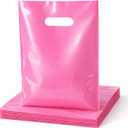 100PCS Pink Plastic Bags with Handles 9x12 Small Shopping Bags for Small Business,Retail,Merchandise, Crafts & Market Use
