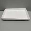 SUT 4-Pack Plastic Large White Serving Trays Set - 16" x 11" Reusable Serving Platters for Cookie, Appetizer, Charcuterie, Snack, Dessert, Party Food Display - Stackable Serving Trays for Party