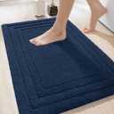 DEXI Bathroom Rug 24x16, Ultra Soft Absorbent Bath Mats for Bathroom, Shower Floor Bathmat Non Slip, Washable Bath Rugs Carpet for Tub, Sink, Navy