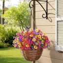 Lifewit Artificial Flowers for Outdoor Indoor, 12 Bundles Plastic Fake Flowers Daisy with Eucalyptus Leaves for Home Garden Decor, Porch, Window Box(Mix for Fuchsia Purple Yellow Red)