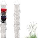 2 Pcs Macrame Wall Cap Holder, Boho Hat Organizer,Baseball Hats Rack for Wall Hanging Hat Holder, Caps Rack for Collection Display, Handmade Cap Hanger Storage Organizer for Bedroom Decorations