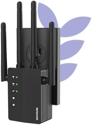 WiFi Extender Signal Booster with Dual Band 5GHz/2.4GHz, WiFi Booster Up to 12880 Sq. ft and 105 Devices, WiFi Booster with Ethernet Port, WiFi Extenders Signal Booster for Home and Outdoors(Black)