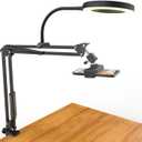 Overhead Camera Mount with Ring Light, Flexible Articulating Phone Arm Stand Compatible with iPhone, Logitech Webcam, Desk Tripod for YouTube Live Stream Cooking Nail Video Recording (Black)