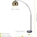 Teamson Home Arquer 66.93" Arc Floor Lamp for Living Rooms, Home Offices, Dining Rooms, Bedrooms with Faux Black Marble Base and Gold Bell Shade