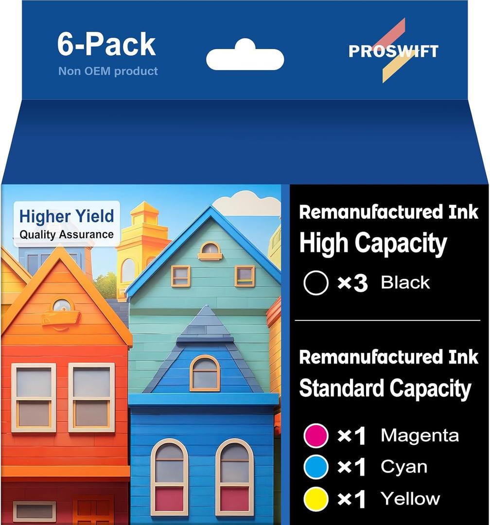 232XL Ink Cartridges Combo Pack Remanufactured Replacement for Epson 232 Ink Cartridge 232XL 232 XL Works with WF-2930, WF-2950, XP-4200, XP-4205 Printer (3 Black, Cyan, Yellow, Magenta)