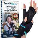 ComfyBrace Copper Infused Compression Arthritis Gloves for Hand & Finger Relief from pain/swelling caused by Rheumatoid Arthritis, Carpal Tunnel, Tendonitis and Poor Circulation, Fits Men & Women