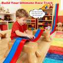 Flexible Race Track Toys for Kids, 15 Ft Flex Tracks Starter Set with Strong Suction Cups - Compatible with Hot Wheels and Diecast 1/64th Cars, Rolls up Portable Race Car Ramp Track (Blue Red)