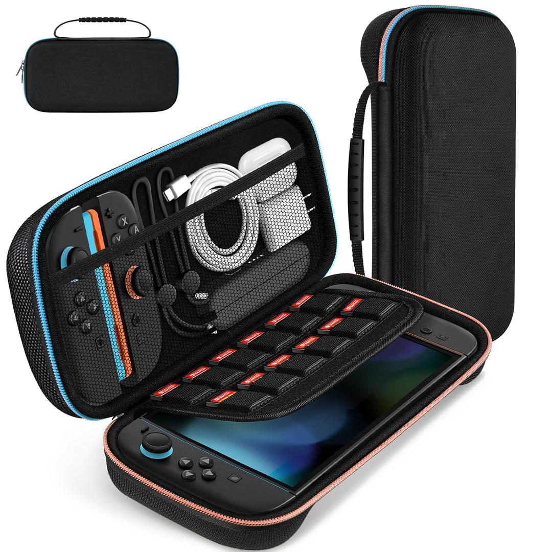 ivoler Carrying Case for Nintendo Switch 2 Model(2025), Portable Hard Shell Pouch Carrying Travel Game Bag for Nintendo Switch 2 Accessories Holds 12 Game Cartridge (Black) (7.9'')
