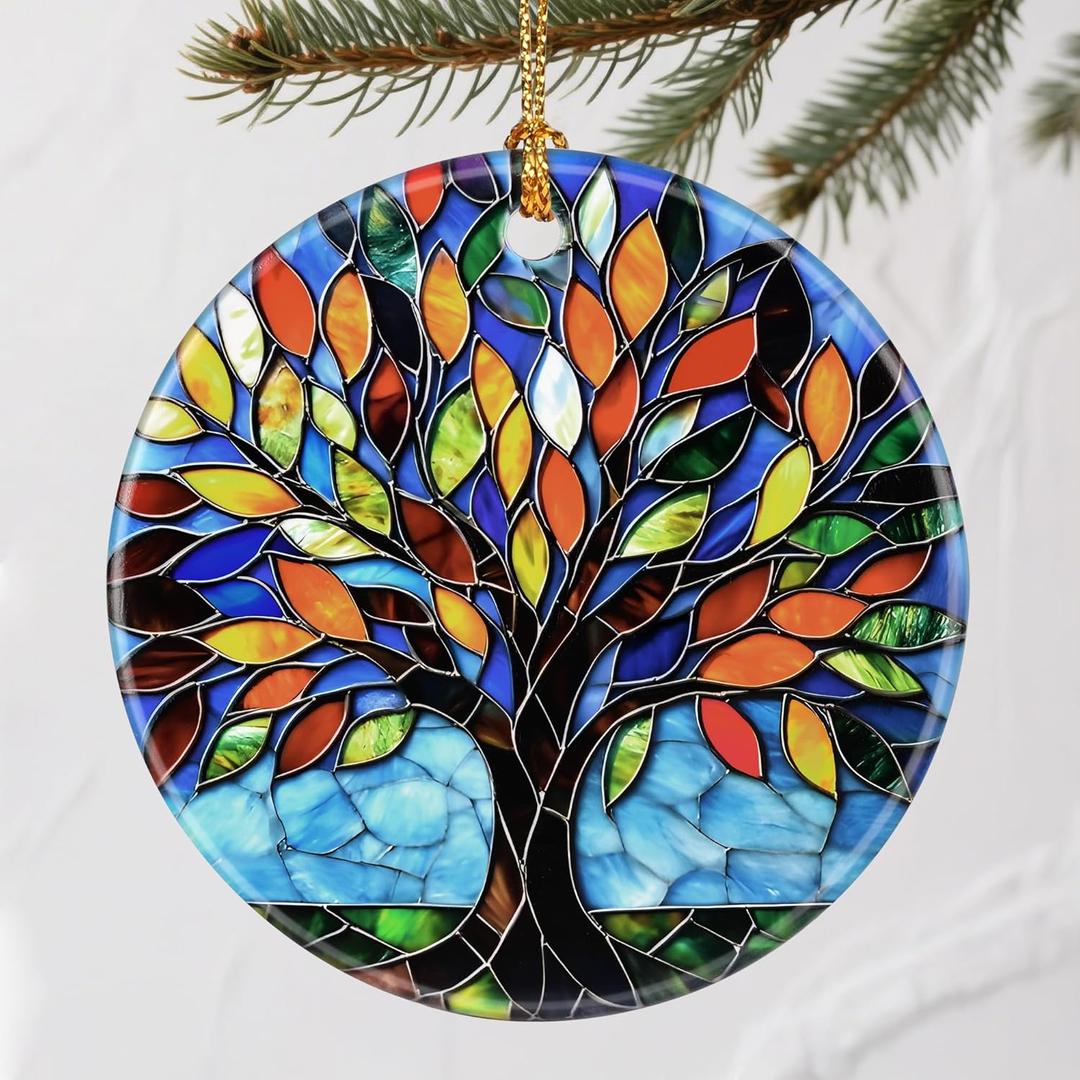 3 x Vibrant Tree of Life Christmas Ornaments: Christmas Tree Ornaments & Holiday Decor  Tree of Life Gifts, Perfect Holiday Presents & Gift Ideas for Friends, Coworker, Family