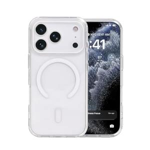 Abbolinxus for iPhone 17 Case: Clear Magnetic Phone Cases with Screen Protector Slim Anti Yellowing Rugged Shockproof Protective Transparent Cell Cover (White, iPhone 17 Pro)
