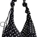GORGLITTER Women's Polka Dots Clutch Purse Drawstring Floppy Dumpling Bag Y2k Vintage Retro Pleated Tote Shoulder Bags