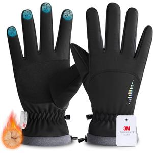 rivmount Kids 3M Ski Gloves Touchscreen Waterproof Warm for Boy Girl Youth Outdoor Skiing Cycling Snow Winter (M(6-8Y), Black)