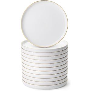 BTaT- White Porcelain Dessert Plates, 8", Set of 12, Christmas