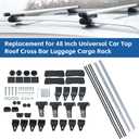 48 Inch Universal Car Top Roof Cross Bar Luggage Cargo Rack with 3 Kinds Clamp Silver Aluminum