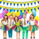 Tiamon 5 Pcs Yellow Cartoon Birthday Party Decorations Yellow Banana Triangle 49.2 ft Flag Pennant Banner Garland Streamer for Birthday Baby Shower Cartoon Themed Party Supply