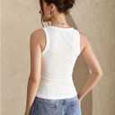 Women's 3D Floral Tank Top Crew Neck Sleeveless Dressy Casual Ribbed Knit Tops (L)