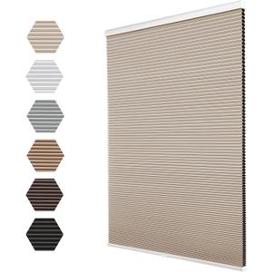 Changshade Blackout Cordless Cellular Shades for Windows,Honeycomb Blinds with Thermal Insulation,UV Protection,Child Safe,Privacy Light Control,Easy to Install, 35" W x 72" H,Beige