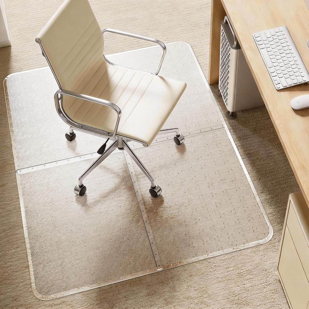 PET 4-Piece Interlocking Chair Mat for Low Pile Carpet, Clear Protector Set, 36" x 48"