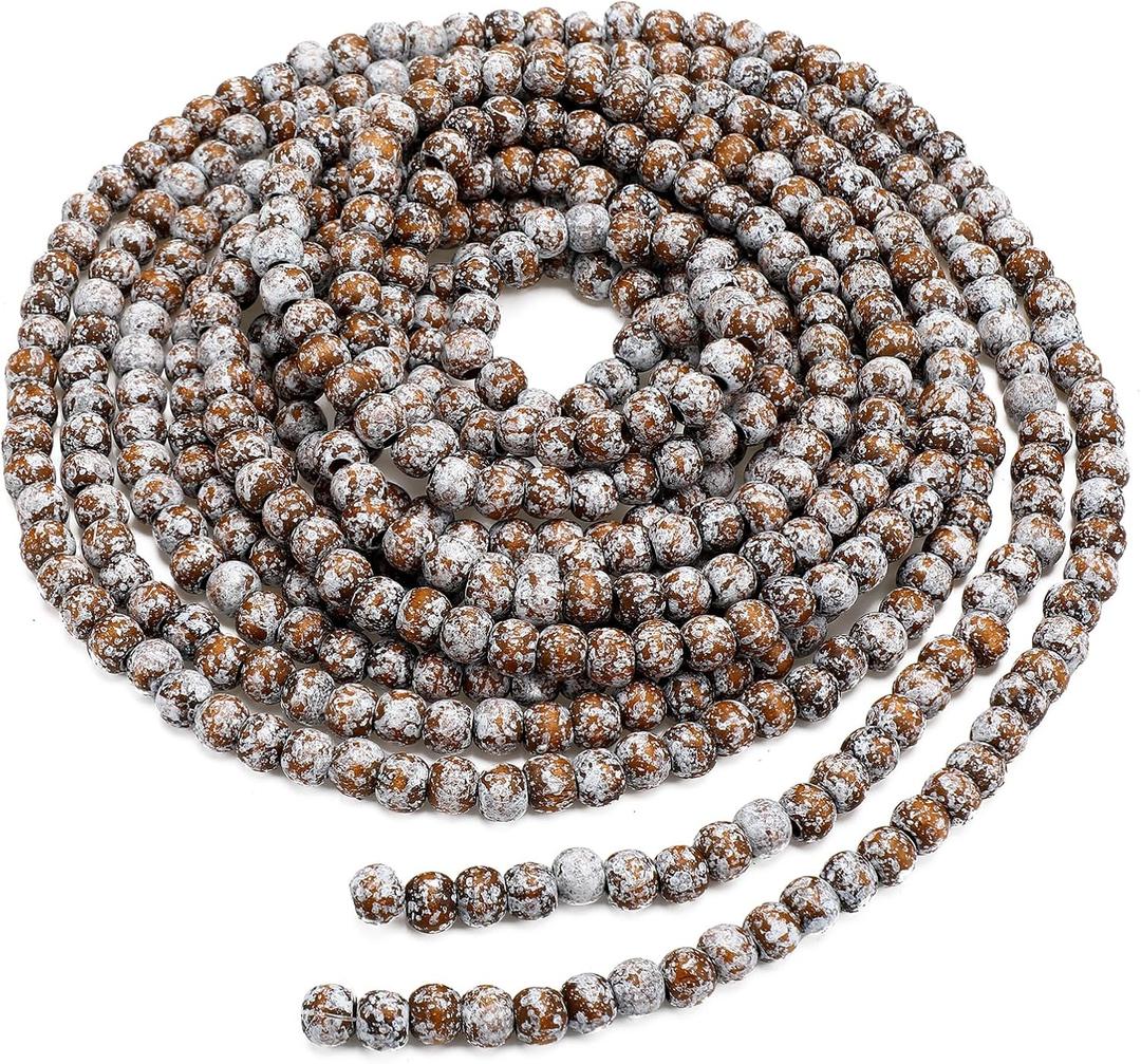 WILLBOND 16 Feet Christmas Wood Bead Garland Wooden Bead Garland for Christmas Tree Holiday Decoration (Retro Brown)