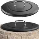 28.5 Inch Universal Round Fire Pit Lid Cover, Heat Resistant Powder Coated Steel Firepit Cover with Handles, Weatherproof All Season Patio Accessory, Nice Gifts for Father Dad