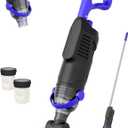 Cordless Above Ground Pool Vacuum Cleaner, 60W Handheld Rechargeable Pool Vacuum Cleaner with Pole & 18GPM Suction for Leaves, Debris, Dirt (Black)