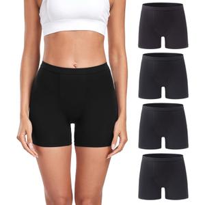 wirarpa Women's Modal Boy Shorts Panties Soft Microfiber Boxer Briefs Underwear 4 Pack (Black, XXXL)