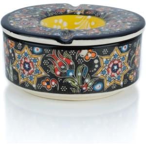 Decorative Ceramic Jar-Colorful Decorative Jar with Lid-Handmade Small Decorative Jar-Windproof Unique Jars-Turkish Home Decor (Obsidian)