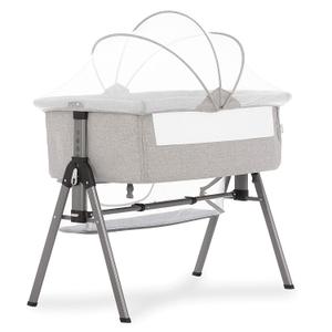 Dream On Me Lotus Bassinet and Bedside Sleeper in Grey, Lightweight and Portable Baby Bassinet, Adjustable Height Position, Easy to Fold and Carry Travel Bassinet- Carry Bag Included