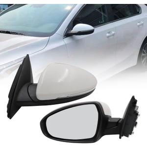 XQSMWF Driver Side Mirror Assemblym, Fit for KIA Forte 2019-2024 Replace 87610M7090 KI1320225 With Left Side Turn Signal Lamp Power Glass Heated Manual Folding Blind Spot Detection 8Pins